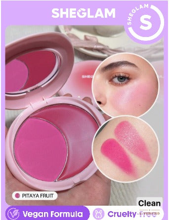 SHEGLAM Cheek 2 Cheek Blush Duo-Pitaya Fruit 5 Shades Cream Powder
