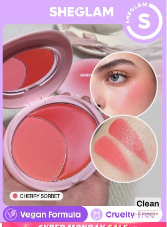 SHEGLAM Cheek 2 Cheek Blush Duo-Cherry Sorbet 5 Shades Cream Powder