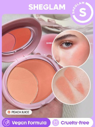 SHEGLAM Cheek 2 Cheek Blush Duo-Peach Juice 5 Shades Cream Powder